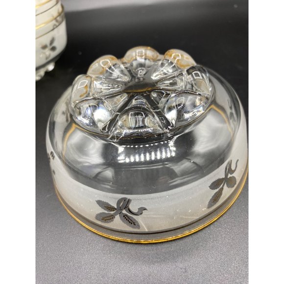 6 Vintage Frosted and Gold Leaf design Dessert Bowls 1960's 4 1/2 inch - Picture 9 of 16